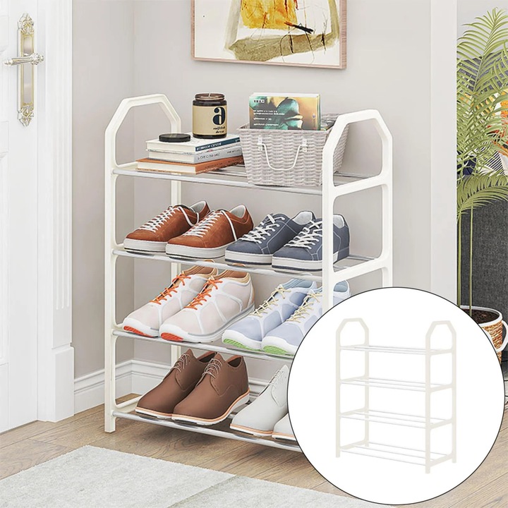 Raft pantofi YANYXR 4 straturi alb 60x25x70cm organizator depozitare