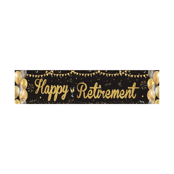 Banner decorativ pensionare multicolor 19x118inch, material poliester, usor de agatat
