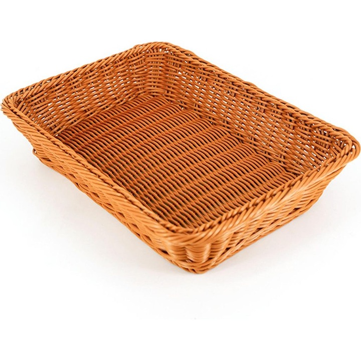 Cos dreptunghiular pentru paine si depozitare, plastic PP, maro, 30x20x7cm