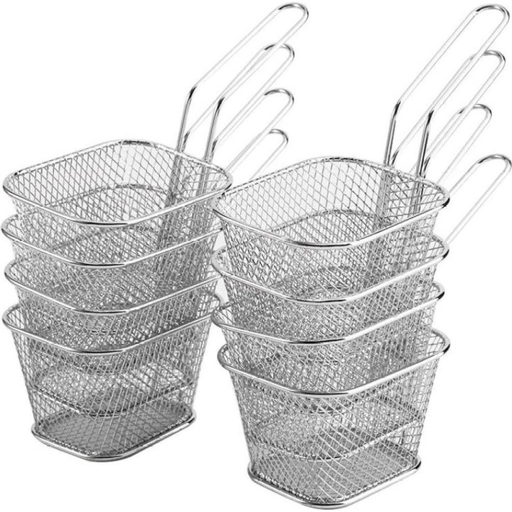 Set 8 cosuri servire din otel inoxidabil, rezistente, 12x10x8cm