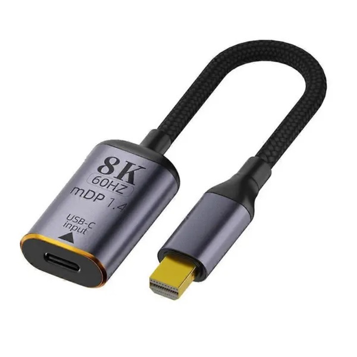 USB C - Mini DisplayPort adapter 18cm fém fekete
