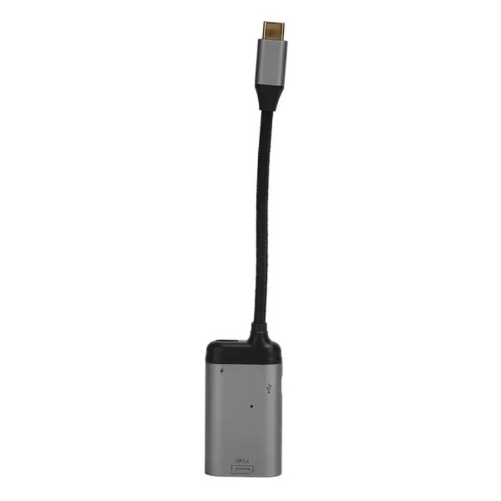 USB-C–DP adapter, alumínium, 8K 60Hz, 100W, fekete