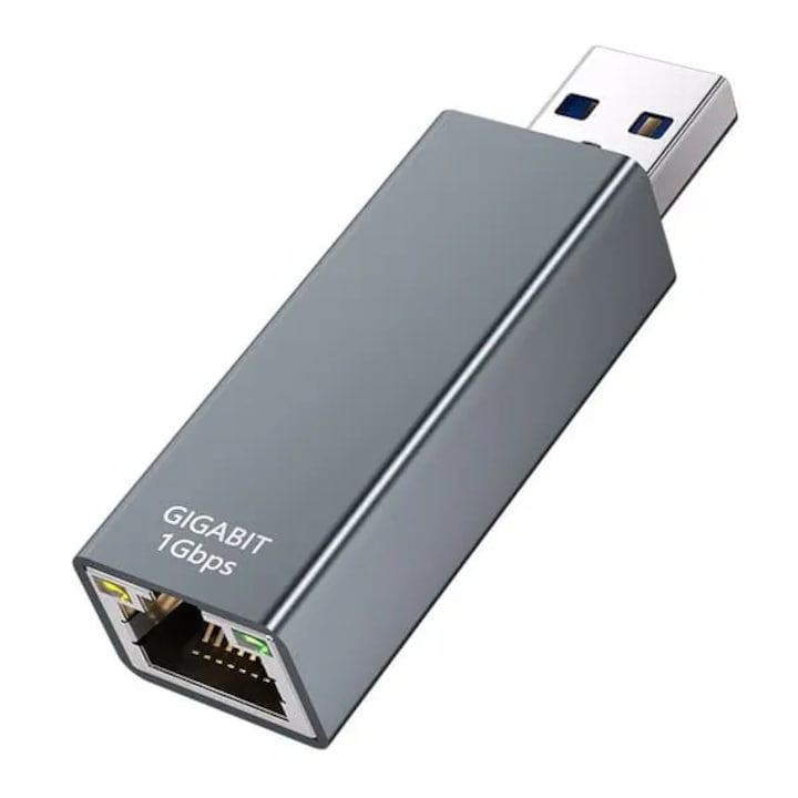 Gigabit Ethernet USB 3.0 adapter, alumínium, szürke, 6x1.8x1.3cm