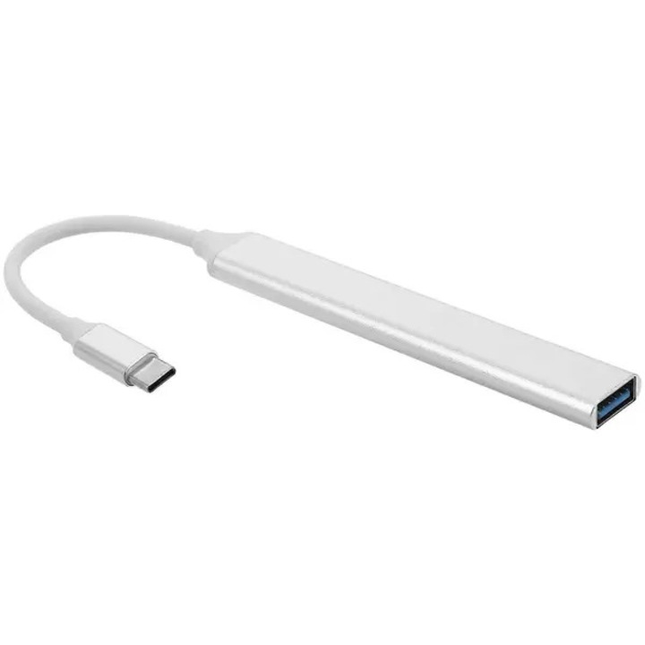 USB többportos elosztó, ezüst, 25x1.5x0.5cm, kompakt, alumínium