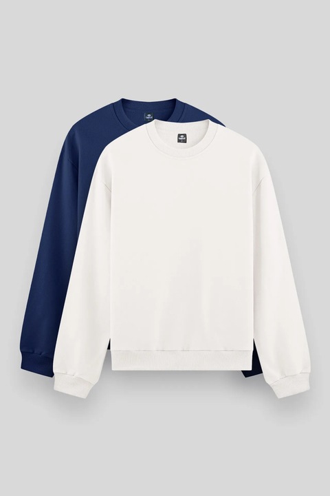 Bluza TommyLife, pentru barbati, regular-fit, bumbac-poliester-elastan, fara inchidere, alb/albastru, L INTL