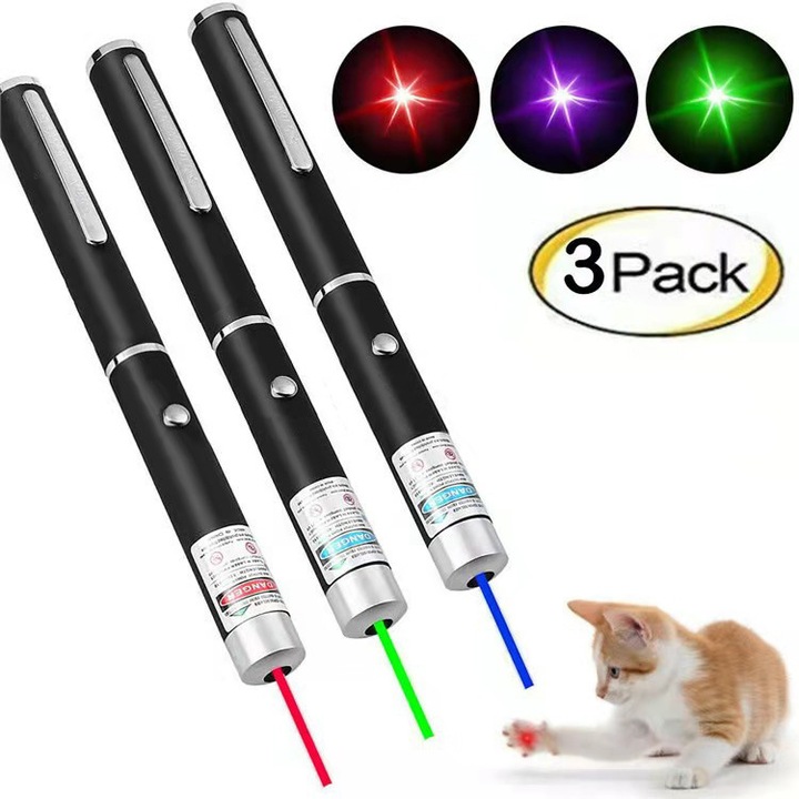 Set 3 laser pointer rosu verde albastru 10x1cm