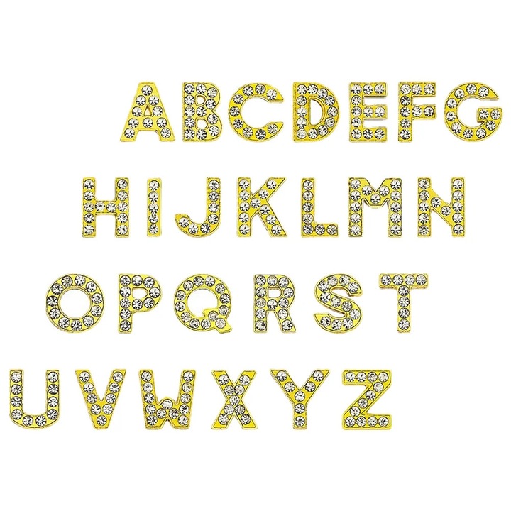 Set 52 margele litere aurii, 1.2x1.2x0.5cm, accesorii bijuterii DIY