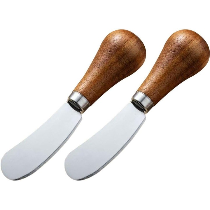 Set 2 cutite unt cu manere lemn, inox, 20cm