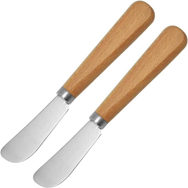 Set 2 cutite unt, maner lemn, inox, 17.3cm