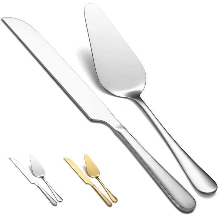 Set 2 piese pentru tort, inox, 25x23cm, argintiu