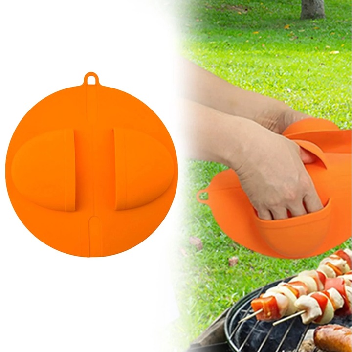 YANYXR grillkesztyű, szilikon, narancssárga, 25x13x6cm, 2 darabos szett