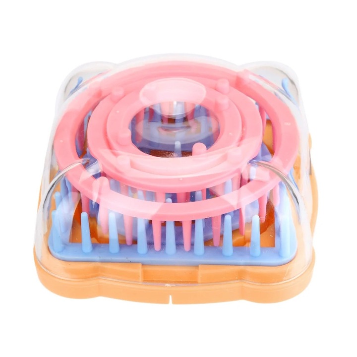Set 9 piese pentru tesut flori din ata, multicolor