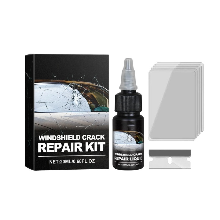 Kit reparare parbriz auto, 3 piese, transparent