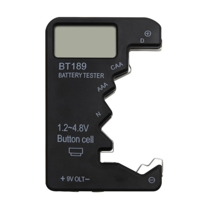 Tester baterii LCD portabil, detector capacitate, afisaj digital, 14.5x9x1.5cm