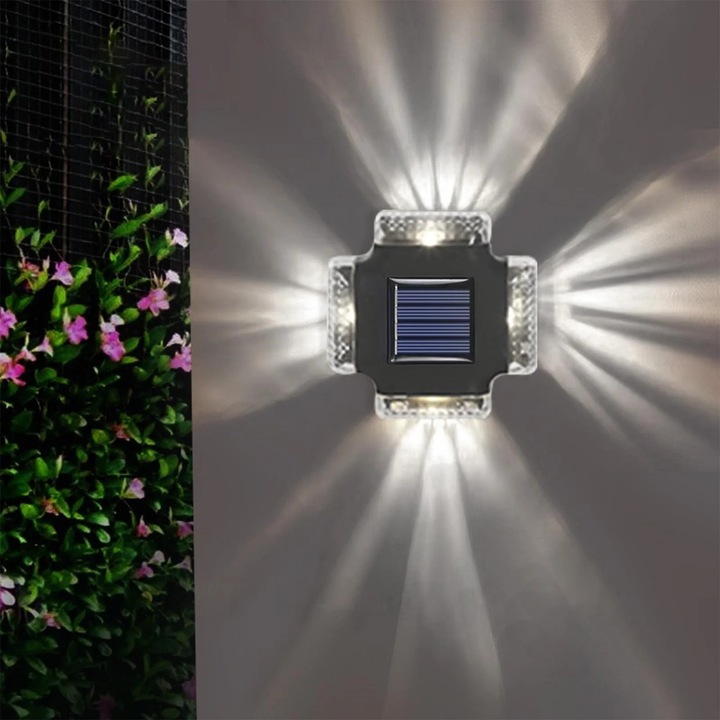 Lampa solara de perete YANYXR, design modern, alb, 20x10x8cm, IP65