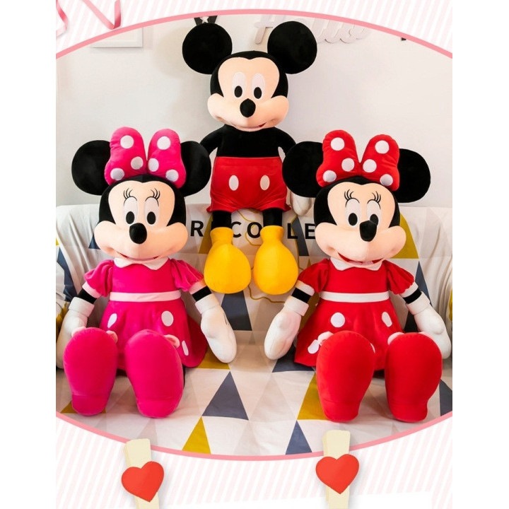 Set 3 jucarii plus Minnie Mouse si Mickey Mouse, 80cm, multicolor
