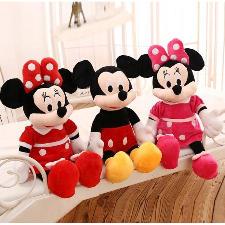 Set 3 jucarii plus Minnie Mouse si Mickey Mouse, 80cm, multicolor