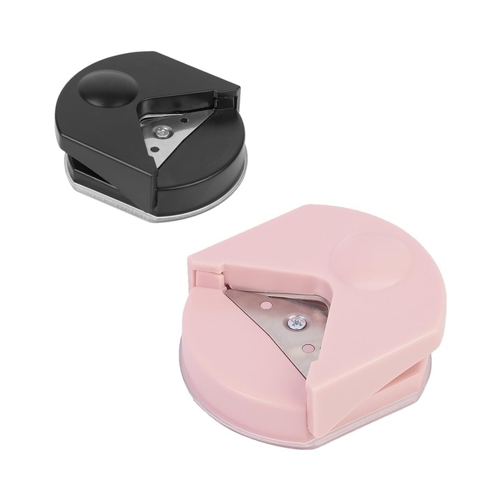 Set 2 cutter colturi rotunjite, plastic inox, negru roz, 4mm