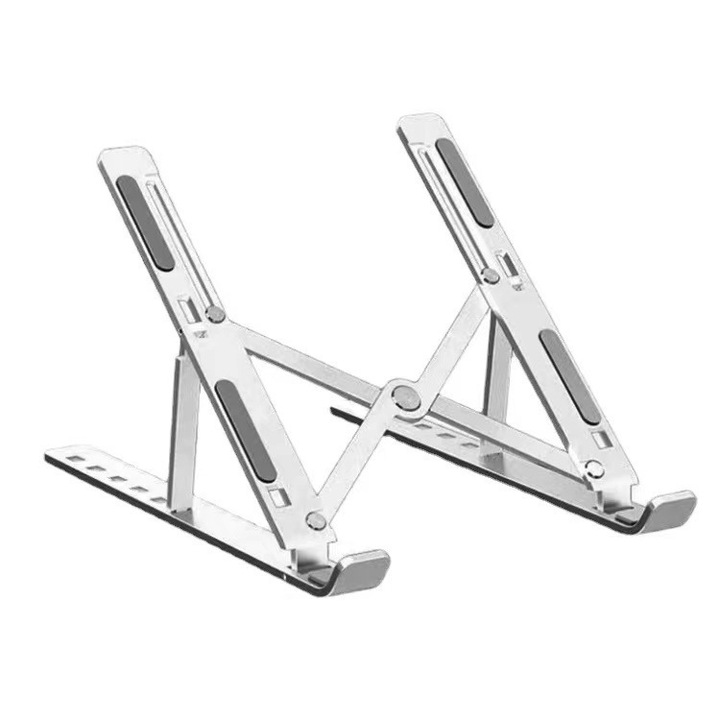 Suport laptop portabil, 6 niveluri ajustabil, aluminiu, argintiu, 24x4.3cm