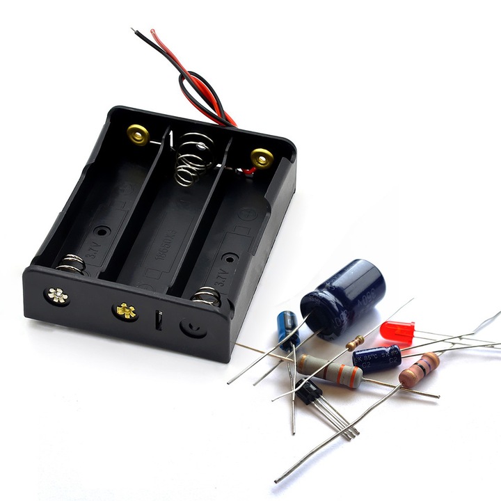 Cutie depozitare baterii 18650, plastic, negru, 76x41x19mm