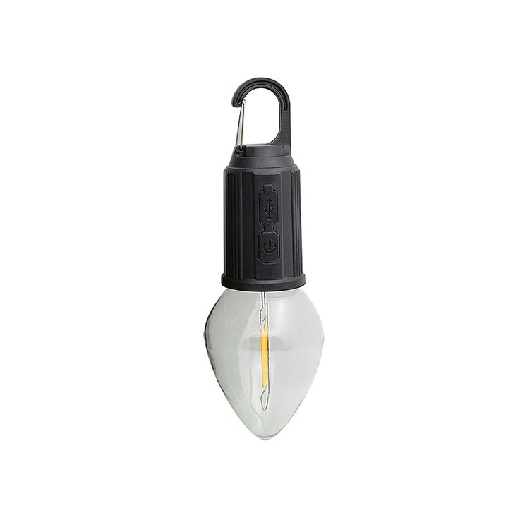 Lanterna portabila camping, LED, negru, 175x62x62mm, 600mAh, incarcare rapida Type-C