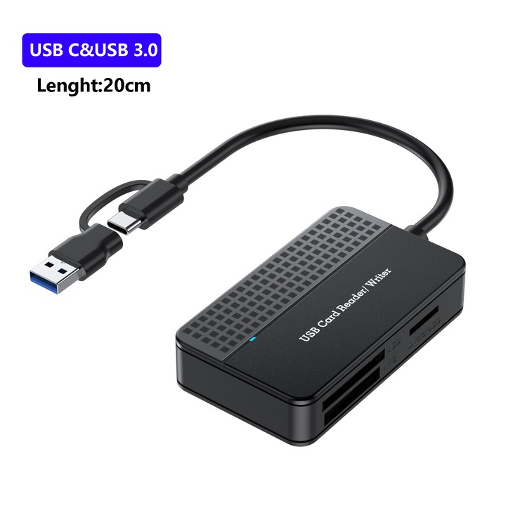 Четец за карти USB 3.0, 4 в 1, многоцветен, 7.18x4.23x1.57см