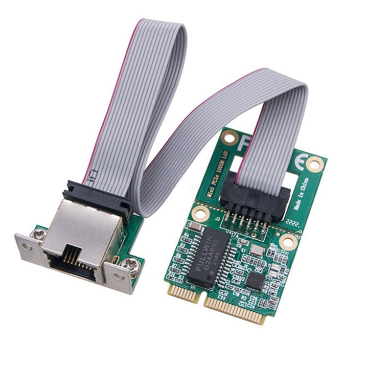 Мрежова карта Mini PCI-E, 10/100/1000Mbps, RJ45, 30x22x5mm