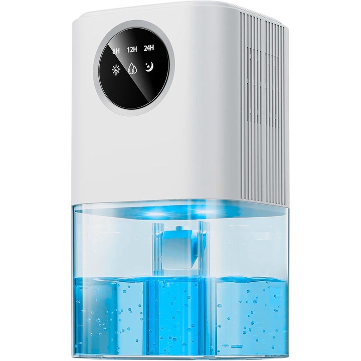 Dezumidificator si purificator aer 2-in-1, capacitate 1.7L, alb, compact