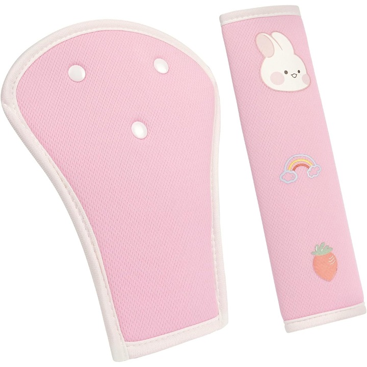 Protector centura scaun auto copii set 2 piese, roz
