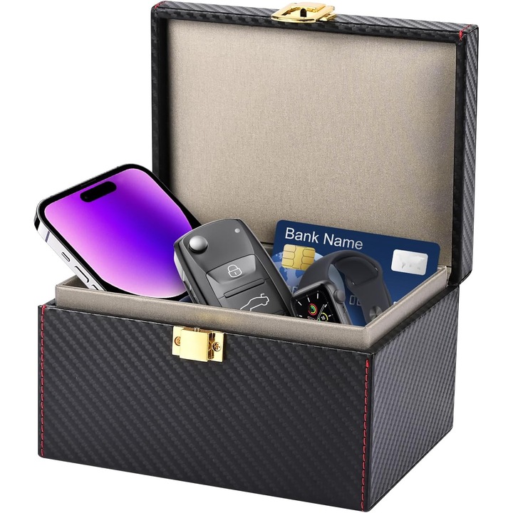 Cutie Faraday pentru chei auto si dispozitive, negru, 19x12x9cm