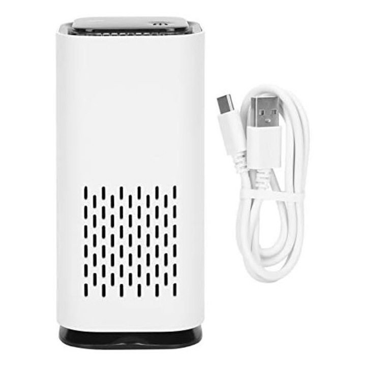Purificator aer portabil, HEPA, carbon activ, alb, 10x10x15cm