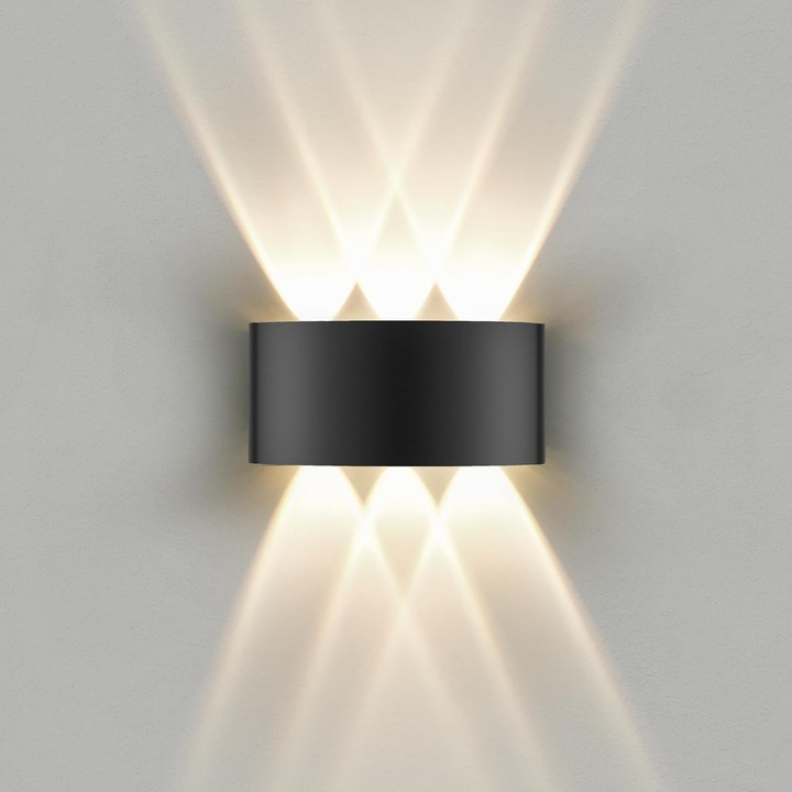 Aplica LED interior exterior, 6W, 3000K, aluminiu, IP65, 6 surse luminoase, alb cald