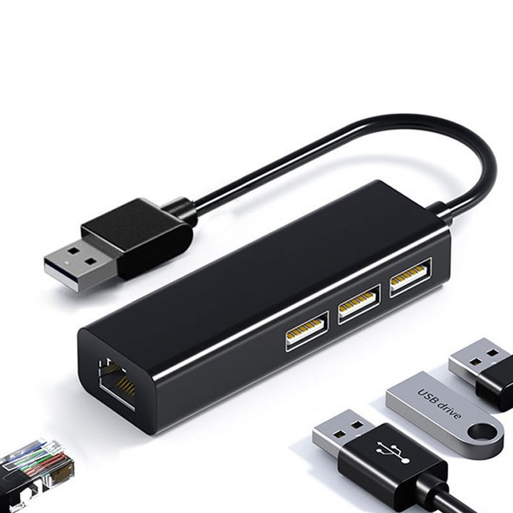 USB Type-C hálózati adapter, 4 portos, fehér, 8.5x2.4x1.7cm