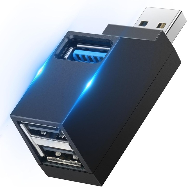Hub USB 3 porturi 1 USB 3.0 2 USB 2.0 compact portabil