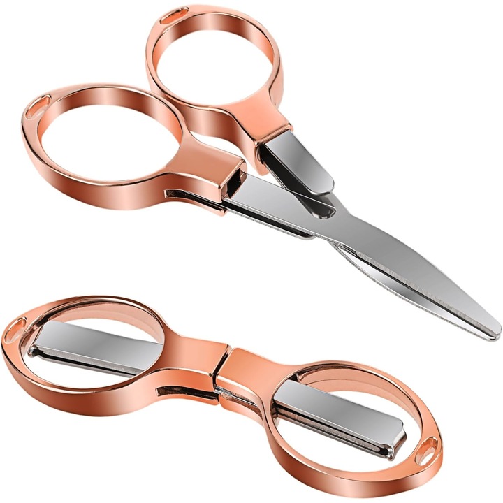 Foarfece pliabile, set 2 bucati, inox, retractabile, compacte, 9.8x5cm