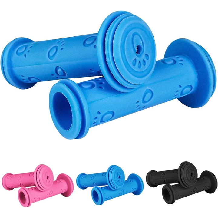 Gyermek kerékpár markolat, 22mm, kék gumi, 2 darabos szett
