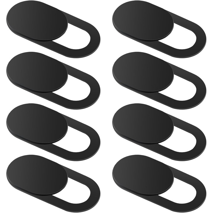 Set 8 capace glisante pentru camera laptop telefon, subtiri, negre, universale