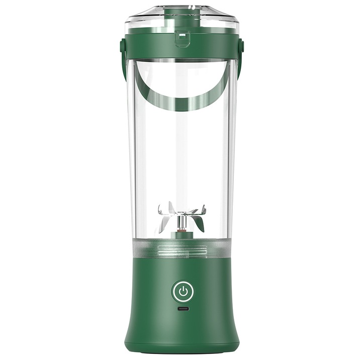 Преносим пасатор 600 ml, USB презареждаем, зелен, 31.7x9.9x9.9 cm