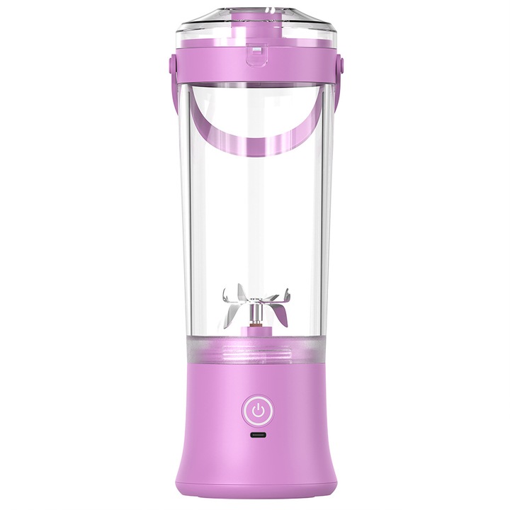 Преносим пасатор 600 ml, USB презареждаем, виолетов, 31.7x9.9x9.9 cm