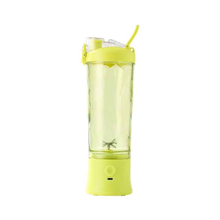 Blender portabil 600ml, 6 lame inox, galben, USB, rezistent apa IP67