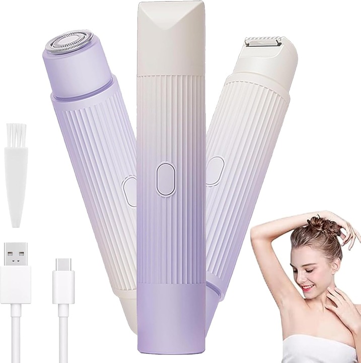 Aparat de ras electric 2in1 pentru femei, rezistent la apa, portabil, pentru fata si corp