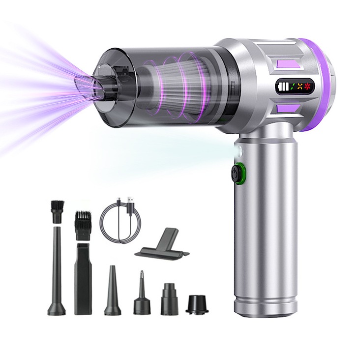 Aspirator portabil fara fir, 20000 Pa, 100W, 9 accesorii, 0.4L, 420g, multicolor