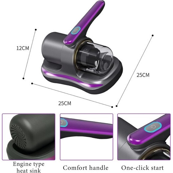 Aspirator pentru acarieni, portabil, UV, alb, compact