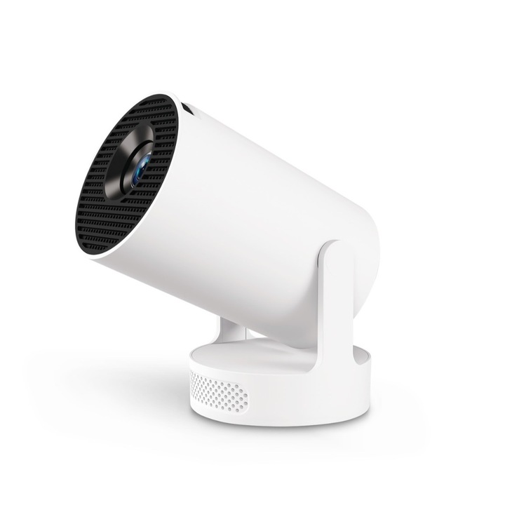 Proiector mini portabil 4K WiFi6 Bluetooth5.4 alb 180° rotativ 200ANSI 720P