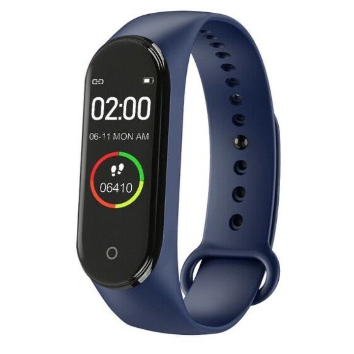 M8 fitnesz karkötő, kék, 0.96 hüvelykes kijelző, fekete szíj, 25g, IP67