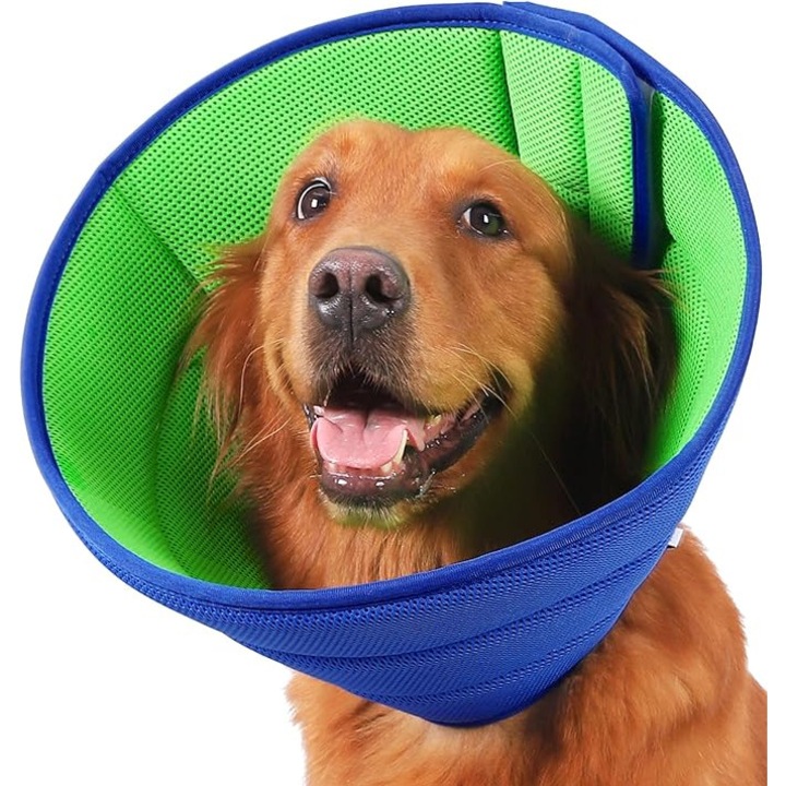 Guler reglabil pentru recuperare animale, moale, 30x35cm, albastru