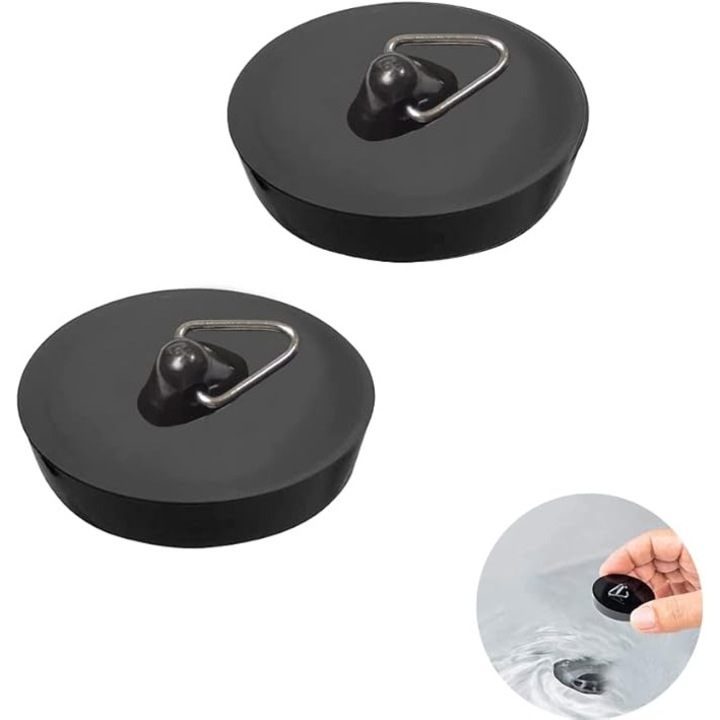 Set 2 dopuri chiuveta universale cauciuc negru 45.6x42mm