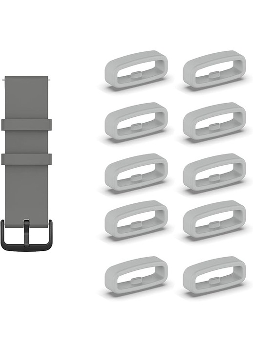 Set 10 inele din silicon pentru curea ceas 20mm, negru