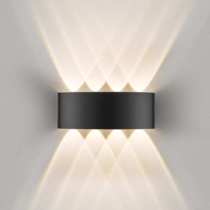 Aplica LED perete 8W IP65, alb cald 3000K, aluminiu, 8 surse luminoase, 20x10x8cm