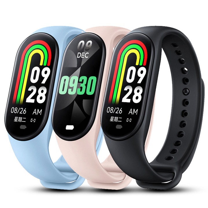 M8 fitnesz karkötő, rózsaszín, 0.96 inch kijelző, 90mAh